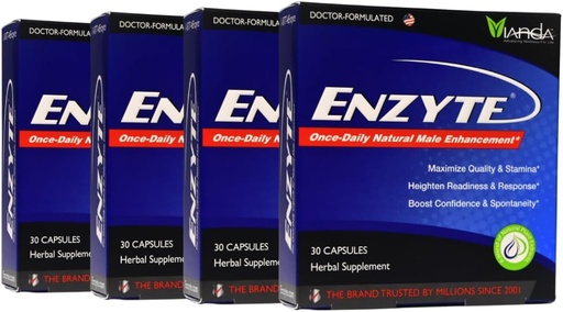 [BRSRAGQQBACRAFI7] Enzyte® Natural Male Enhancement Bundle for Quality and Stamina with Asian Ginseng, Ginkgo Biloba, Grape Seed Extract, Horny Goat Weed - 4 Pack Bundle