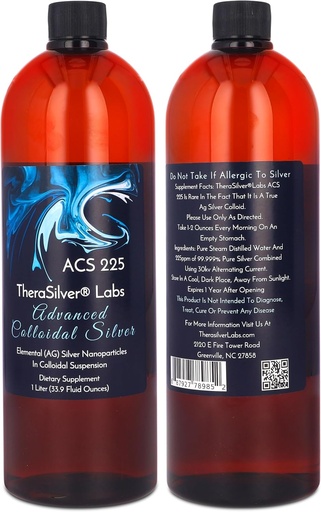 [BRSWIBQTBMHAYCQ7] TheraSilver-TheraSilver Labs ACS 225-Advanced Colloidal Silver Liquid-225 PPM-Pure Bioactive Nano Particles for Immune Support-32 Oz-Family Size