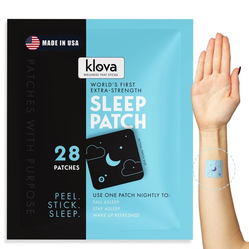 [BRSRMHQBCQNGODQV] Klova Extra Strength Sleep Patches for Adults | Natural Sleep Aid with 6mg Melatonin, Valerian & L-Theanine | Non-Habit-Forming Deep Sleep Support for Men & Women | 28 Patches