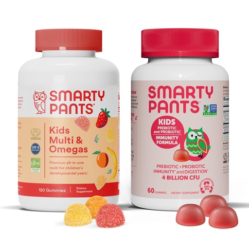 [BRSW2BI3CQNAEE35] SmartyPants Kids Multivitamin Gummies and Probiotic Immunity Bundle: Omega 3 Fish Oil (EPA/DHA), Vitamin D3, C, Vitamin B12, B6, Digestive & Immune Support Supplement (30 Day Supply)