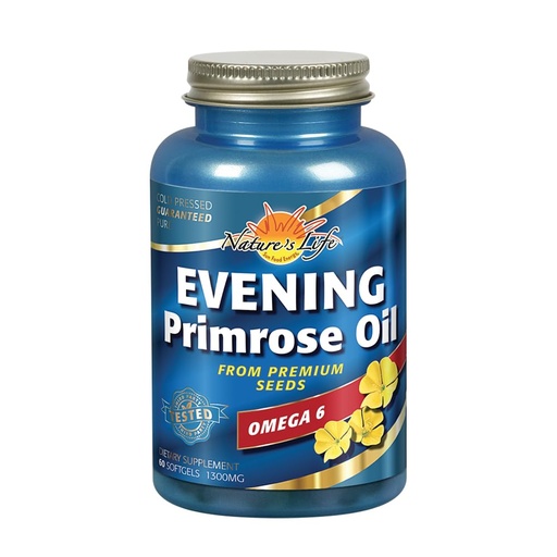[BRSWIY3YOQIAKHL6] Nature's Life Evening Primrose Oil 1300 mg | PMS and Menopause Balance Support for Women | Skin Health | 60ct