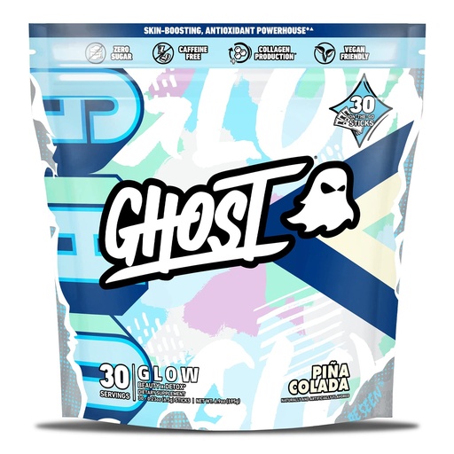 [BRSROYIHAQJRQEI4] GHOST Glow Sticks: Beauty and Detox Supplement - 30 On-The-Go Stick Packs, Pina Colada - Hyaluronic Acid, Biotin & L-Theanine for Skin-Boosting Support – Sugar Free, Gluten Free