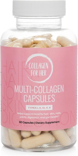 [BRSWGBL6AR7WMADD] Collgen For her: Multi Colgen Capsules for Women (Ske I, II, III, V, X), Hydrolylyze Colgen Peptides, bổ sung vitamin cho tóc, da, móng tay, và hỗ trợ chung (90 ct).