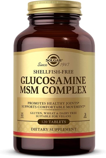 [BRSWI2QBAEARYHTC] Solgar Glucosamine MSM Complex, 120 Tablets - Promotes Healthy Joints - Supports Range of Motion & Flexibility - Supports Collagen - Shellfish-Free - Gluten Free, Dairy Free, Kosher - 40 Servings