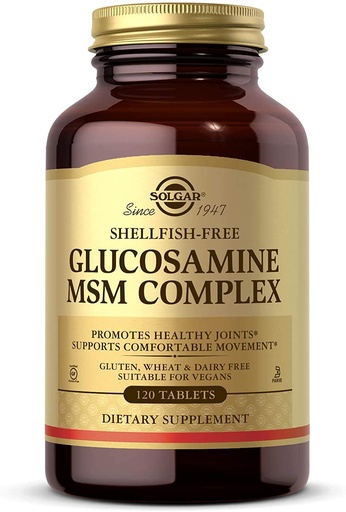 [BRSWI2QBAEARYHTC] Solgar Glucosamine MSM Complex, 120 Tablets - Promotes Healthy Joints - Supports Range of Motion & Flexibility - Supports Collagen - Shellfish-Free - Gluten Free, Dairy Free, Kosher - 40 Servings