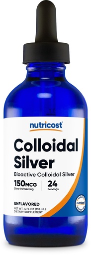 [BRSW2AQ7CMHQIYIY] Nutricost Colloidal Silver 4oz - Cobalt Blue Glass Bottles, Bio-Active Colloidal Silver