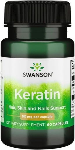 [BRSWGFDQPJ5G2CL5] Swanson Keratin (de la Tibetan Wool) - Suplimentul natural promovarea articulatii sanatoase, par, piele si unghii - ajuta tesuturi nutritive sanatoase conector - (60 capsule, 50 mg fiecare)