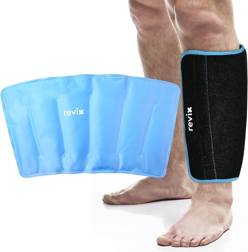 [BRSWYGL2OECROYDO] REVIX XL Shin Ice Pack Reusable Gel Cold Pack for Calf and Elbow Discomfort Relief, Leg Cold Therapy Compression Sleeve Refreezable, 360° Full Coverage