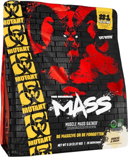 [BRSWG2QDCICGGC3D] Mutant Mass 124; Weight Mass Gain Protein Powder - high Calorie Protein Powder for Mass gain - Cookies and Cream - 5 Pound