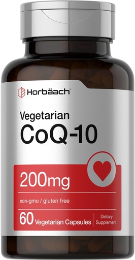 [BRSRMHADDMBGOYLG] Horbäach CoQ10 200mg | with Black Pepper Extract | 60 Capsules | Vegetarian, Non-GMO, Gluten Free Supplement