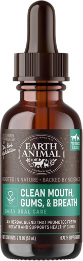 [BRSWIEIMC4OB4HTM] Earth Animal Apothecary Liquid Supplement - Clean Mouth, Gums & Breath Herbal Remedies for Dogs & Cats - 2 fl oz