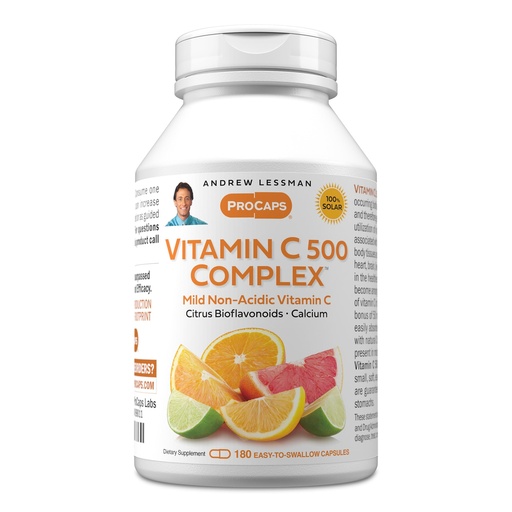 [BRSWI2QGBZ5BWCAV] ANDREW LESSMAN Vitamin C 500 Complex 180 Capsules - Non-Acidic Vitamin C Plus Citrus Bioflavonoids for Immune System and Anti-Oxidant Support, No Stomach Upset, Small Easy to Swallow Capsules
