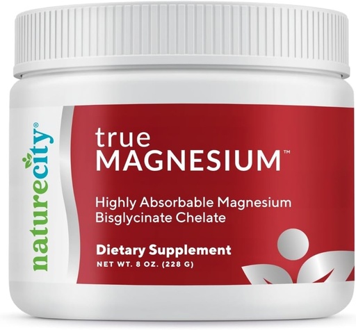 [BRSWK2T6CJ7Q4DTM] NatureCity TrueMagnesium Mycket Absorbable Chelated Magnesium Bisglycinate Powder Drink Mix (60 portioner) - Magnesium Supplement för sömn och för att stödja benhälsa och muskler