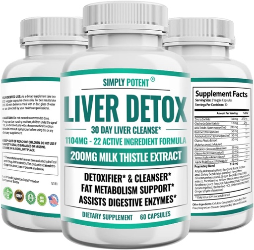 [BRSW2ZYDAAGQMH3V] Liver Cleanse Detox &amp; Repair Supplement, Artichoke Extract Liver Health Formula w 22 Herbs for Liver Support, Liver Detox Cleanse Pills - Milk Thistle Dandelion Turmeric Ginger Beet Zinc, 60 cápsulas