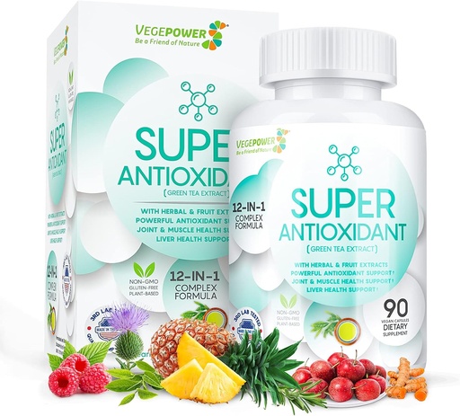 [BRSWYBAHAV7AGCI7] Extracto de té verde con pepita, cardo de leche - suplemento antioxidante &amp; inmunológico, potente extracto de hierbas - soporte de cuidado de la piel, sin gluten, no GMO - 90 cápsulas veganas