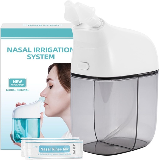 [BRSRAYA6DJYAKEQ7] Nasal Irrigation System with 30 Saline Packets, Sinus Rinse Machine, Nose Sinus Cleaner Machine with Water Tank & Waste Collection Tank - Grey