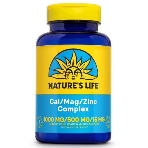 [BRSWIYT3OMABGETC] NATURE'S LIFE Cal Mag Zinc Complex 1000mg / 500mg / 15mg - Calcium Magnesium Zinc Supplement w/Vitamin D and Boron - Bone Health, Muscle and Heart Health Support, 60 Day Guarantee, 25 Serv, 100 Caps