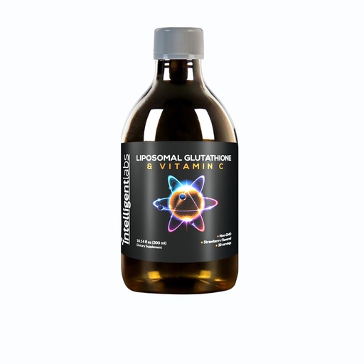 [BRSRAZD6OYFROYDG] Intelligent Labs Liposomal Glutathione + Vitamin C, Advanced Liquid Antioxidant Formula, 500 mg Reduced L-Glutathione + 1000 mg Vitamin C per Serving, 30 Servings, Soy Free