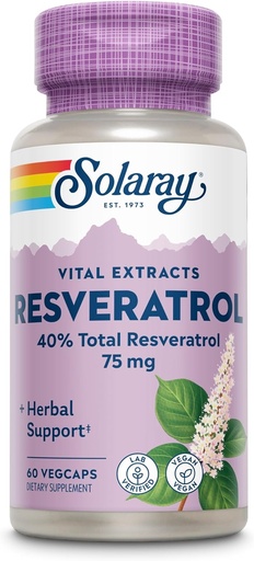 [BRSWIYT3PMDAKFIZ] Solaray Resveratrol תוסף, 75 מ"ג, 60 Count