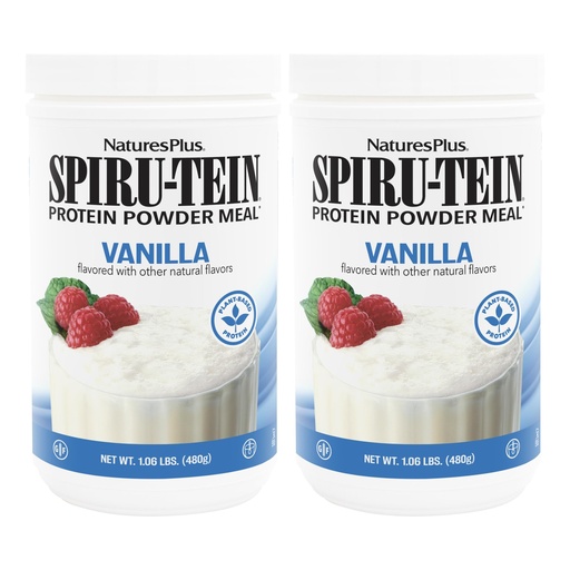 [BRSROFIKOUPRMYA4] NaturesPlus SPIRU-TEIN, Vanilla - 1.06 lbs, Pack of 2 - Plant-Based Protein Powder - Vegetarian, Gluten Free - 32 Total Servings