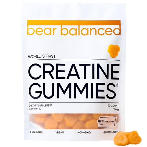 [BRSRAZ33AB7BOFDA] Bear Balanced Creatine Gummies for Men & Women - Creapure® Creatine Monohydrate, L-Theanine, L-Tyrosine & B12 for Muscle Growth, Strength, Focus, Energy & Health - Low Calorie, Sugar-Free, & Vegan