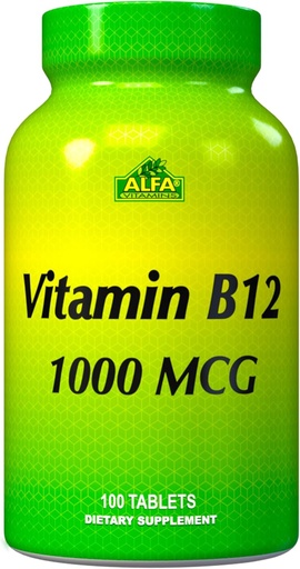 [BRSWIHIABN6AIET4] ALFA VITAMINS Vitamin B12 1000 Mcg 100 Tablets. Immune System. Nerves and Brain Health. Metabolism