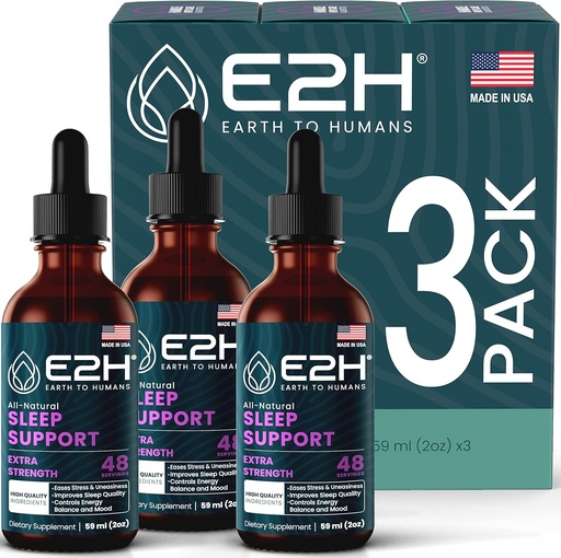 [BRSW2CQDBB4GYYLB] E2H Natural Sleep Aid - Liquid Melatonin with Chamomile, Theanine - Sleep Better, Deeper, Longer - Vegan, GMO-Free - Provides Stress Relief (3 Bottles)
