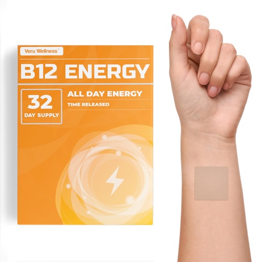 [BRSRMZ36ARYBGHL5] Veru Wellness B12 Energy Patch - Energy, Focus - B12, C, B6, Iron, Guarana and Garcinia Cambogia - External Use only- 32 Count