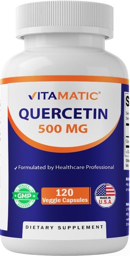 [BRSWYCQZOABRG2QV] Vitamatic Quercetin 500 mg, 120 Vegetarian Capsules (Non-GMO, Gluten Free, Vegan) - Supports Cardiovascular Health