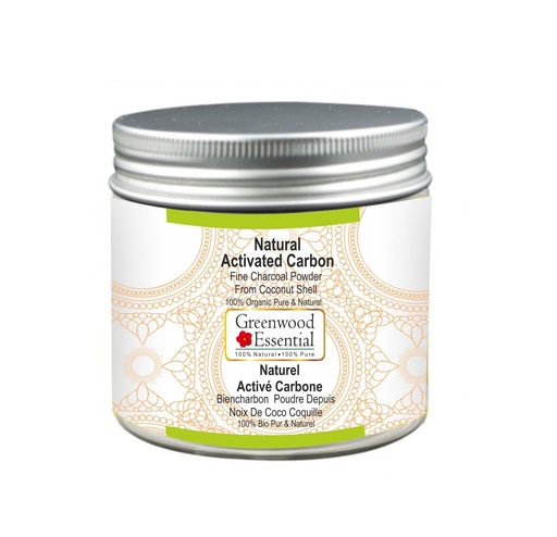[BRSWYHQZDMPGG3AZ] Greenwood Essential Natural Activated Carbon Fine Charcoal Powder From Coconut Shell 100% Organic Pure & Natural 100gm (3.5 oz)