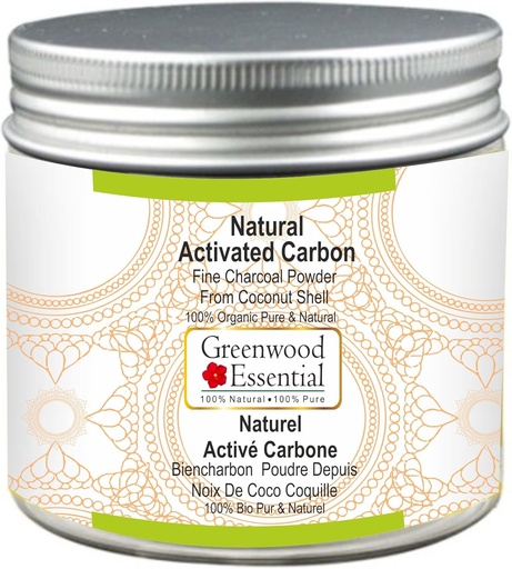 [BRSWYHQZDMPGG3AZ] Greenwood Essential Natural Activated Carbon Fine Charcoal Powder From Coconut Shell 100% Organic Pure & Natural 100gm (3.5 oz)