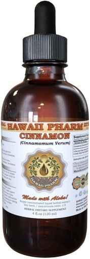 [BRSWIAYLOEAACADU] HawaiiPharm Cinnamon Liquid Extract, Cinnamon (Cinnamomum Verum) Bark Powder Tincture Supplement 4 oz