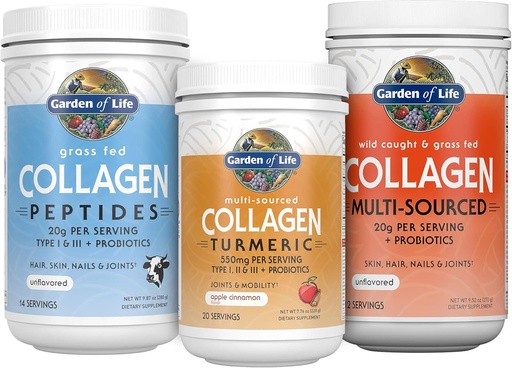 [BRSRMAIFB54AICQ3] Life Collagen Bundle: Grass Fed Peptides Unflavored 14 Xidmət + Collagen Turmeric Apple Cinnamon 20 Xidmət + Multi-Sourced Collagen Unflavored Toz 12 Scoops, Saç, Cilt, Nails Birliyi