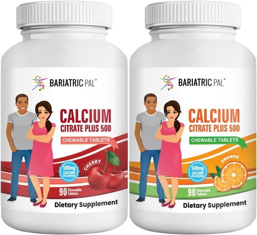 [BRSROAIFDMDWKDI7] BariatricPal Calcium Citrate 500mg Chewable Tablets - 2-Flavor Variety Pack