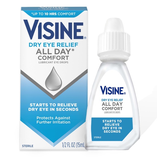 [BRSWIHI7BZ5ROEQZ] Visine Dry Eye Relief All Day Comfort Lubricant Eye Drops for Up to 10 Hours of Comfort, Dry Eye Drops with Polyethylene Glycol, 0.5 fl. oz