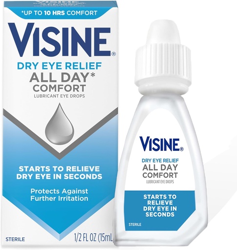 [BRSWIHI7BZ5ROEQZ] Visine Suho oko Relief ves dan Comfort Lubricant kapljice za oči za do 10 ur udobja, suhe kapljice za oči s polietilen glikolom, 0.5 fl. oz