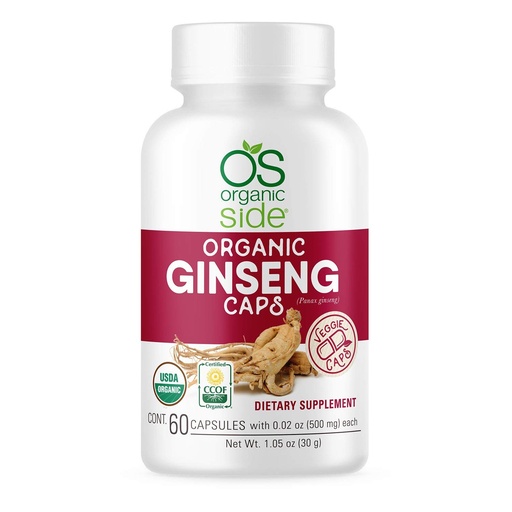 [BRSWYCQHDJ7WAD3X] OS Organic Side | Ginseng 60 Capsules | Adaptogen for Stress Relief, Energy Boost, Immune Support | Certified USDA Organic, Non-GMO, Vegan Supplement for Natural Wellness