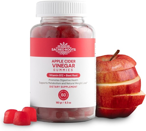 [BRSRO2T6BUHGAGY3] Apple Cider Vinegar Gummies - Sugar Free Apple Cider Gummies with Vitamin B12 and Beetroot Powder - Vegan, Non-GMO & Gluten-Free, Made in USA (30 Servings)