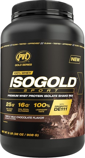 [BRSROATQDEFWEYL2] Seria PVL Gold - 100% Serwatka ISOGOLD Sport - Premium Serwatka Izolacja Protein Shake Mix - 2 LB - Potrójny Czekolada