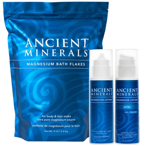 [BRSRMYA2A4IQ2HLO] Ancient Minerals Magnesium Bath Flakes - Magnesium Lotion and Lotion Ultra with MSM - Pure Genuine Zechstein Chloride