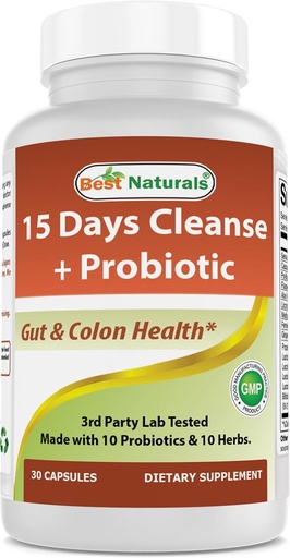 [BRSRAEL6O5YAOEIU] Loại tự nhiên tốt nhất 15 ngày Gut & Colon Cleanse + Probiostic for Women & men with Sena, Cascara Sagrada & Psyllium Husk- 30 Capsules - Non-GO & Gluten free.