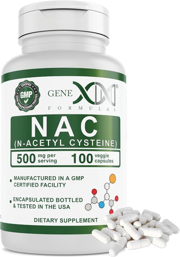 [BRSROBL3AAMB4DTX] Genex Formeln NAC 500mg (100 Kapseln) N-Acetyl Cystein, unterstützt Lebergesundheit - Non-GMO, Glutenfrei, Vegan (3 Monate Versorgung)
