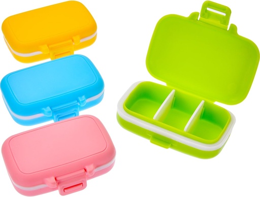[BRSWGEIOBMFBSCDL] JOVITEC 4 Iepakojums Mazas tabletes kastes Plastmasas ūdensnecaurlaidīgs 3 Noņemamie paneļi Pill Organizators Box Holder Medicine for Daily and Travel Use