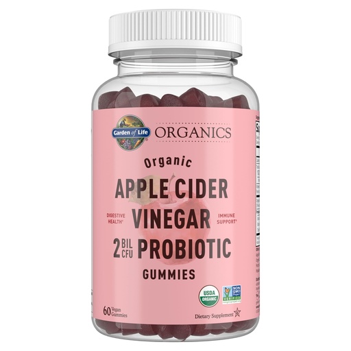 [BRSWYHQ3CIMGY3QY] Garden of Life Apple Cider Vinegar Probiotic Gummies USDA Organic ACV Gummy Vitamins, 2 Billion CFUs, Whole Food Vitamin B12-60 Vegan, Non-GMO Gummies for Digestion & Immunity