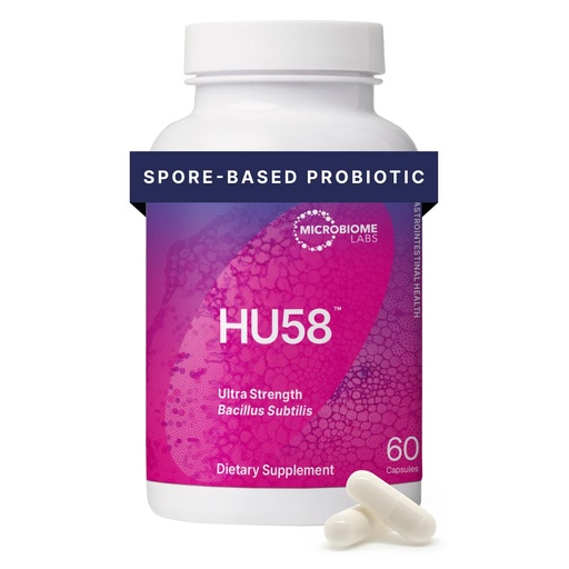 [BRSWYZIHOEDQIFAU] Microbiome Labs HU58 Bacillus Subtilis Probiotics for Women and Men - High Potency Spore Probiotic for Digestive Health & Immune Support - Daily Capsules with 10 Billion CFU (60 Capsules)
