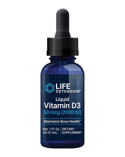 [BRSWGFD6CQPGOYLU] Life Extension Liquid Vitamin D3, 50 mcg (2000 IU), Immune System Support, Bone Health, Whole-Body Health, unflavored, Gluten-Free, Non-GMO, 29.57 ml