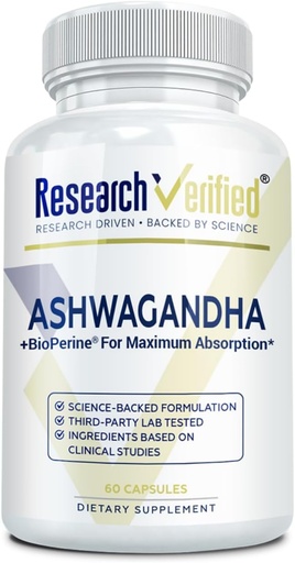 [BRSWGAQBAR5W2C3G] Forschung Verifizierte Ashwagandha 1500mg maximale Stärke mit Bioperine und Ginger Root, Enhance kognitive Funktion - 60 Vegan Friendly Capsules (1 Flasche)