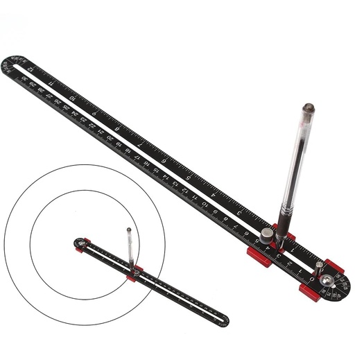 [BRSRAYABBEJRUHTL] 300mm Woodworking Compass Tool, Large Compass Woodworking Scribing Circle, Carpenter Compass Ruler Marking Gauge Circle Marking Tool for Engineer Carpenter (Black)