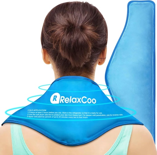[BRSRMFTQOQAQIAD5] Neck Ice Pack Wrap, Reusable Gel Ice Pack for Neck Shoulders, Cold Compress Therapy for Pain Relief, Injuries, Swelling, Bruises, Sprains, Inflammation and Cervical Surgery Recovery
