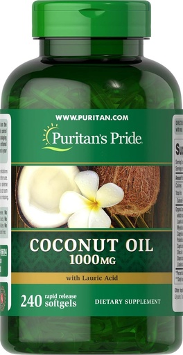 [BRSWI2YCBIOBGHDE] Puritan's Pride Coconut Oil 1000 mg Softgels, 240 Count